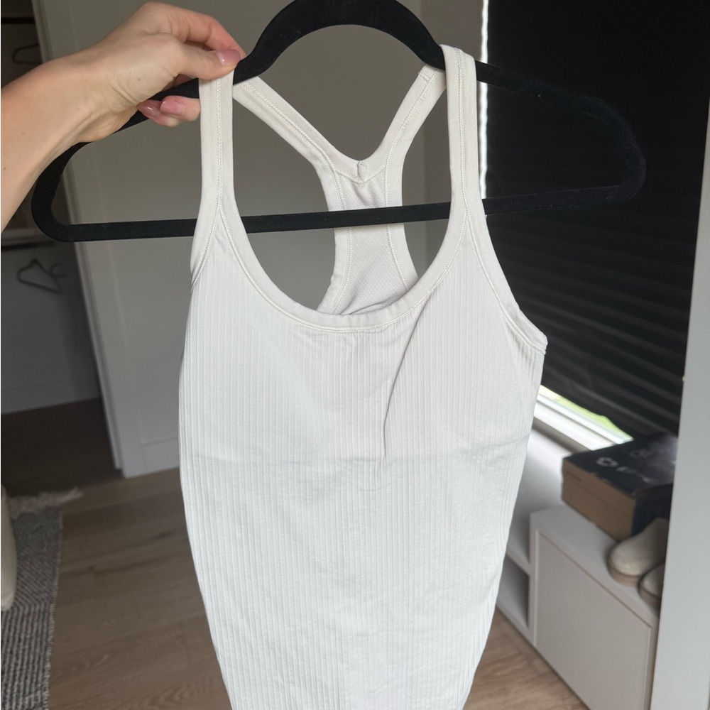 Ecru Ribbed Tank Top